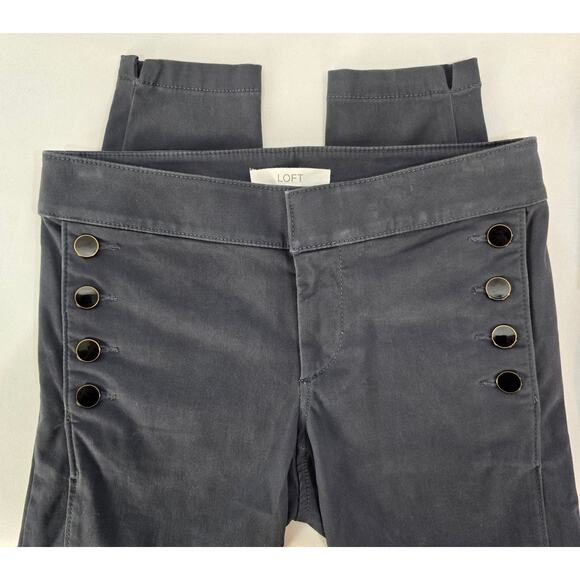 🆕️ LOFT Marisa Charcoal Grey Sailor Button Skinny Pant 00P - Picture 5 of 9